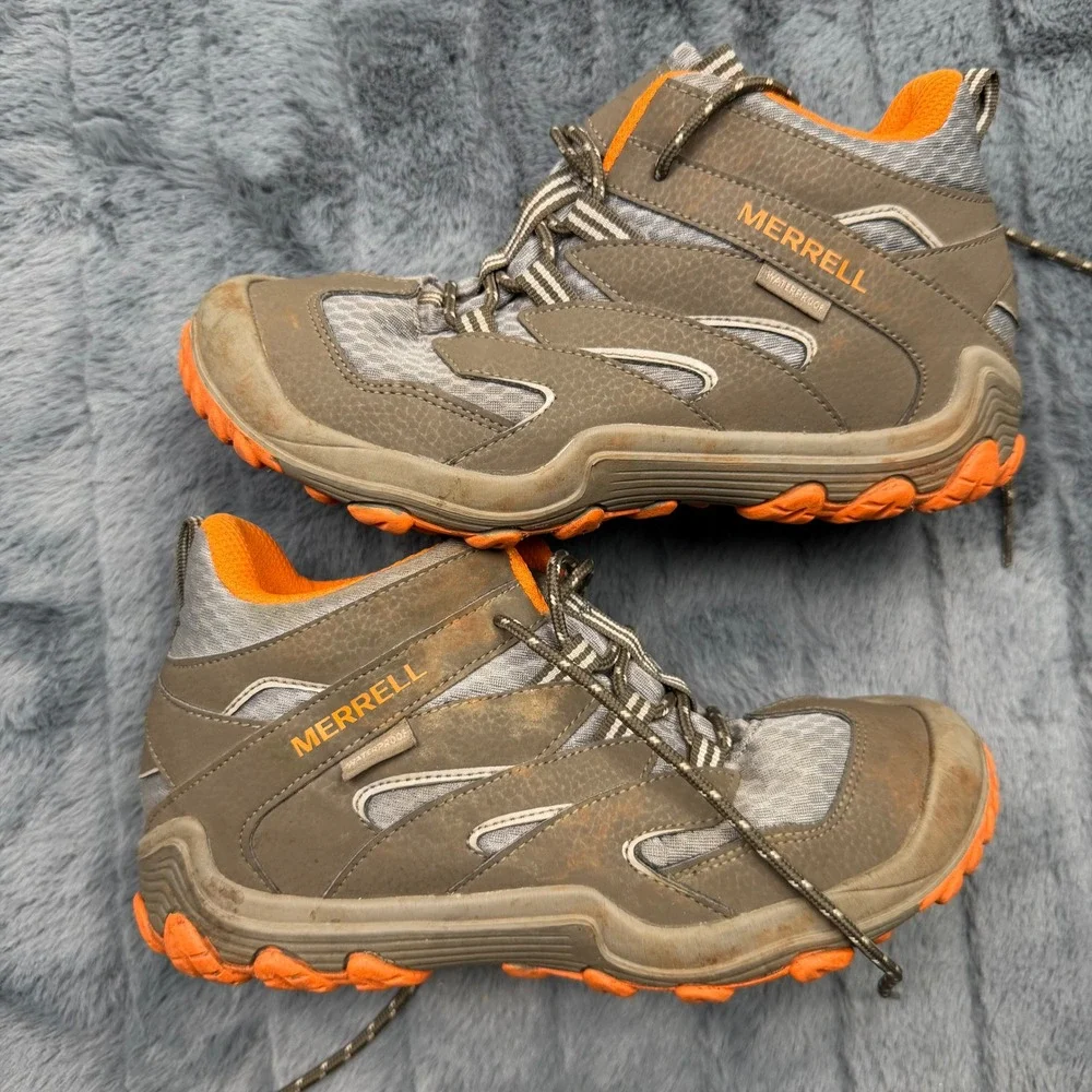 Merrell Kids Waterproof Hiking Boots Brown Orange MK262177 Size 4M